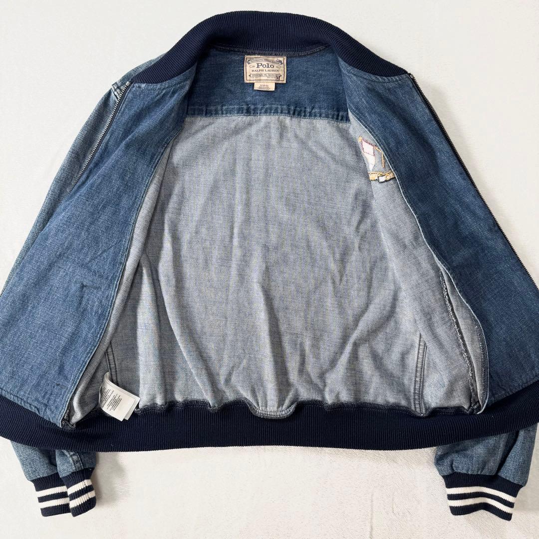 美品 ポロラルフローレン デニム ボンバージャケット POLOロゴ M
