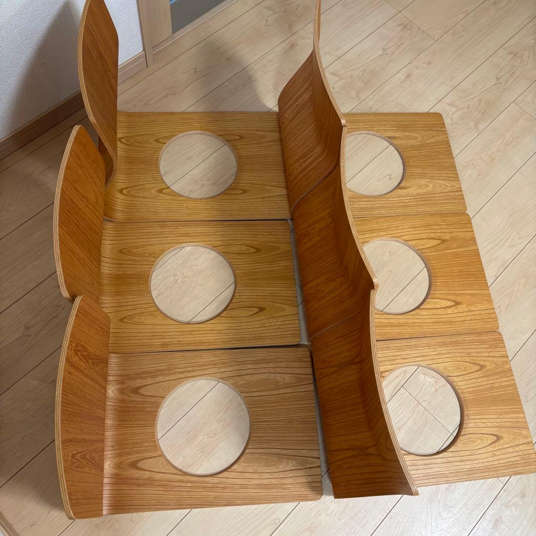 美品 天童木工 木製 曲木 座椅子 6脚セット TENDO