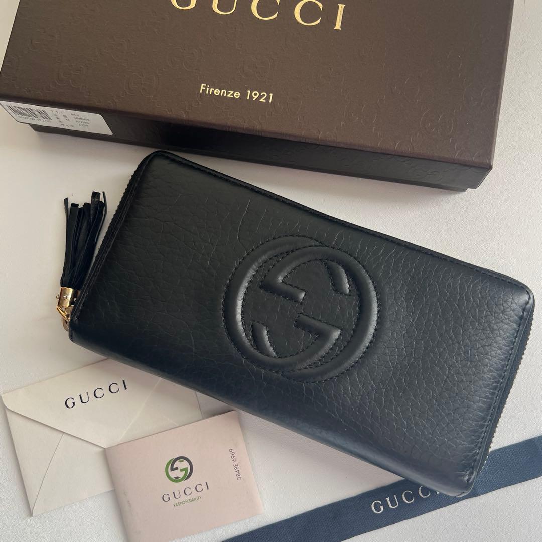 34 美品 GUCCI グッチ SOHO 長財布 ラウンドファスナー