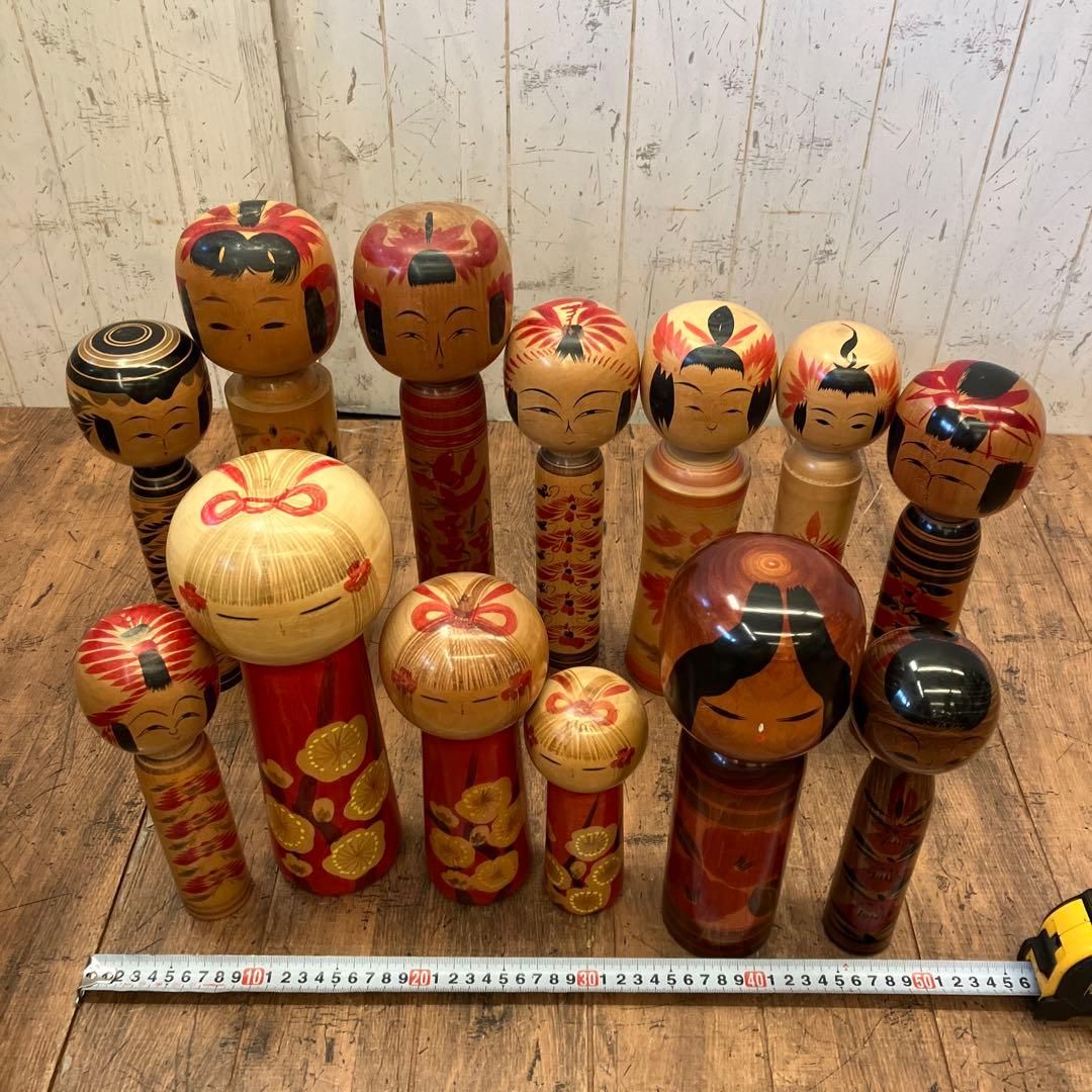 ③昭和レトロ 伝統工芸 郷土玩具 木製 創作 こけし 小芥子 13体 まとめ売り
