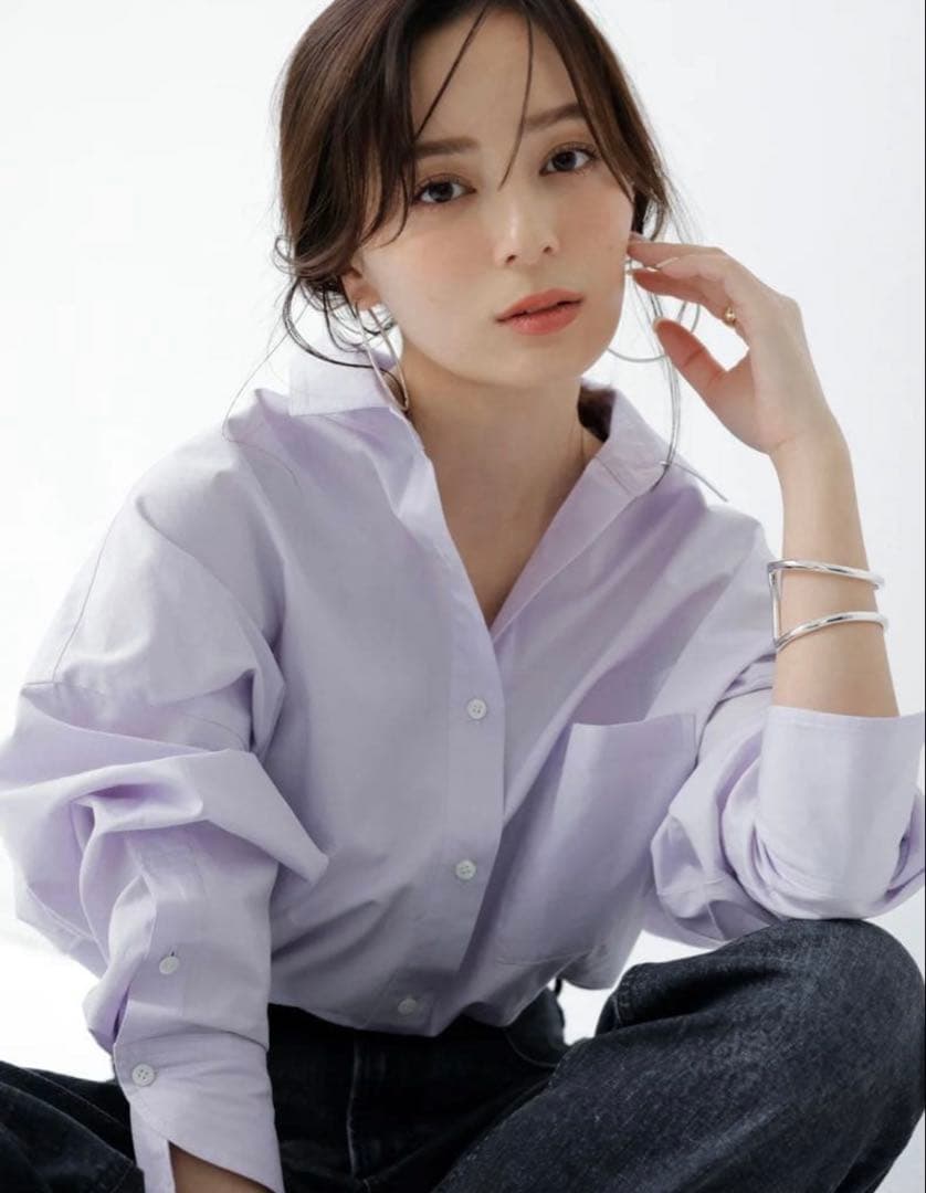 最終値下げ　anuans スタンダードシャツ　ラベンダー　美品