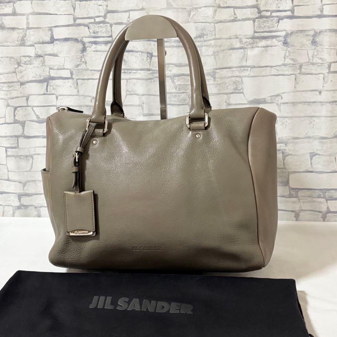 JIL SANDER・レザー 無地 ハンドバッグ手提げ鞄 保存袋付き