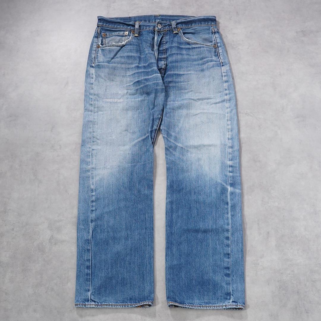 リーバイス501 Levis W33 ハチノス 青 ヒゲ 古着 17920