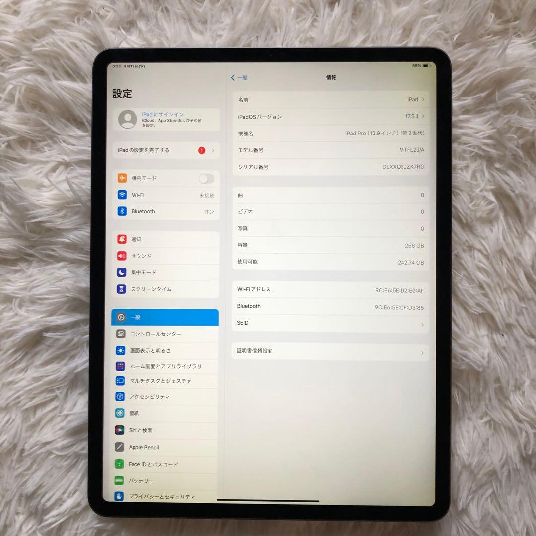 【美品】iPad Pro 12.9 256GB 【すぐ発送】