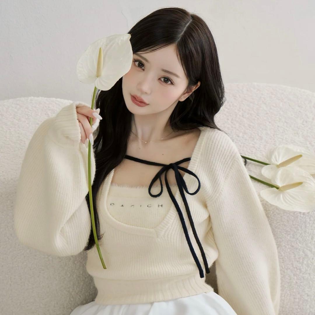 darich ダーリッチ アシメレイヤードニットトップス アイボリー IVO