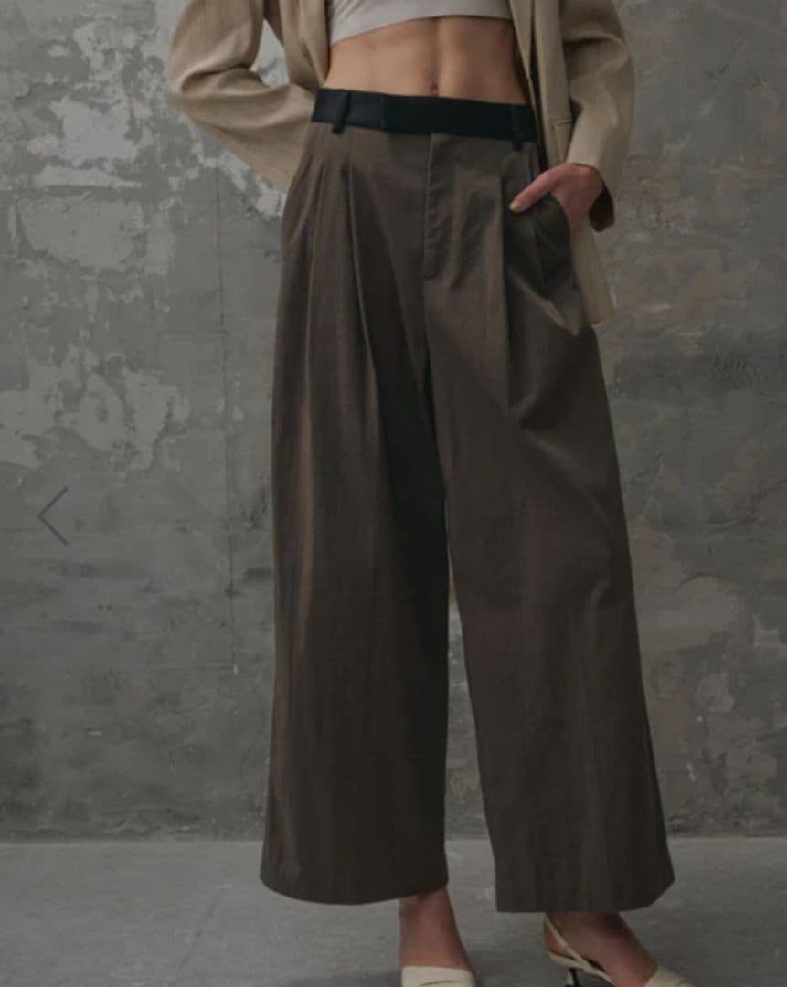 アダムエロペ【36】ワイドパンツ バイカラーベルトドレスパンツ