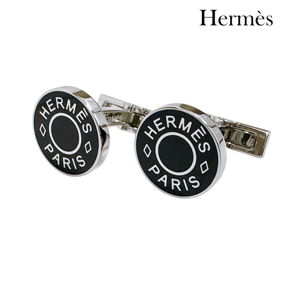 HERMES エルメス カフリンクス カフス リコル 2 ブラック シルバー