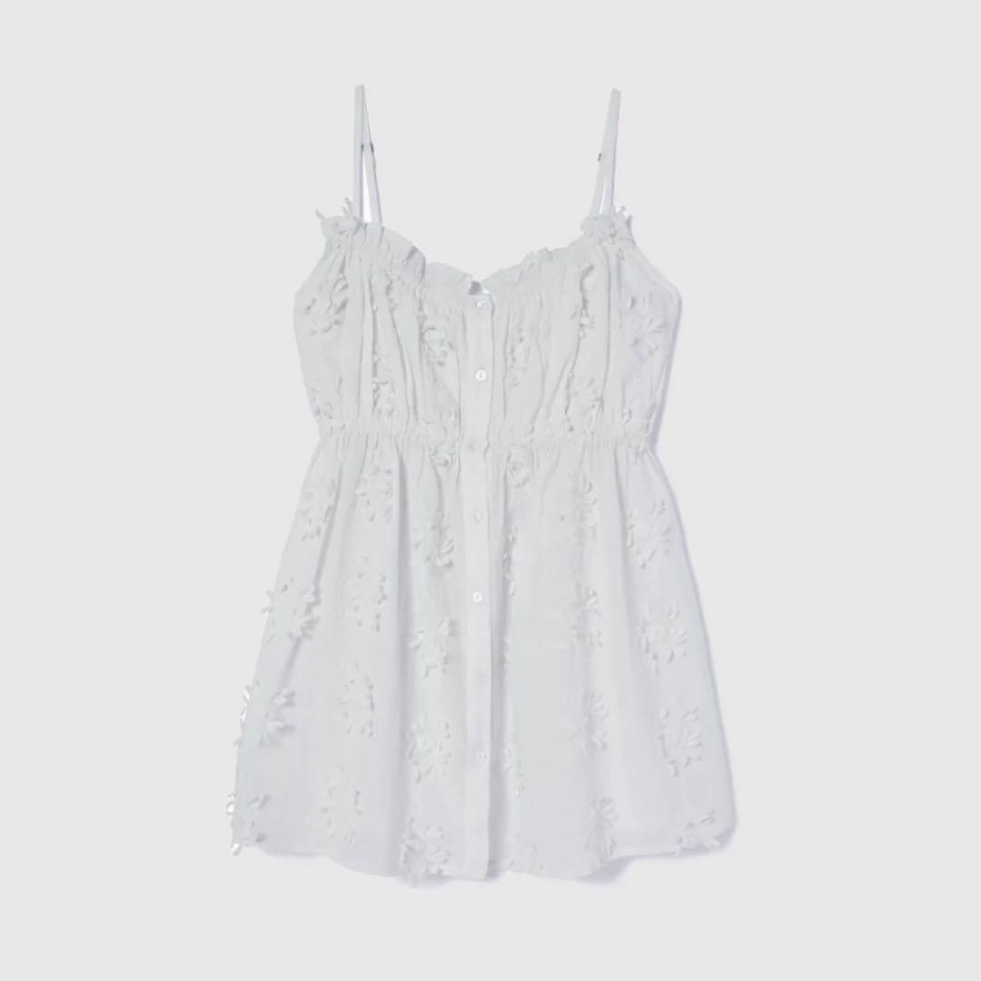 3D Embroideryチュニックキャミ ホワイト