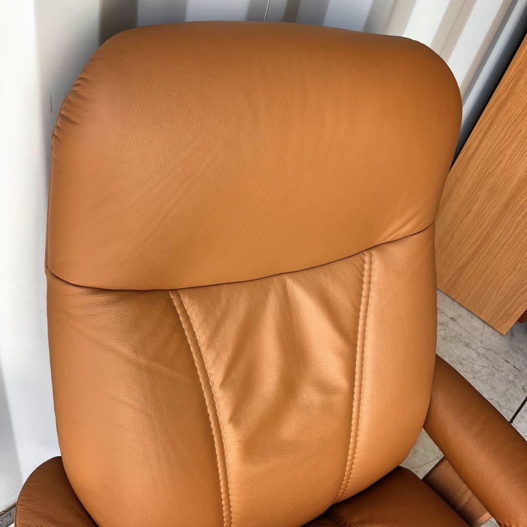 取付無料！エコーネス ストレスレス コンサル 本革キャメルリクライニングソファ✨