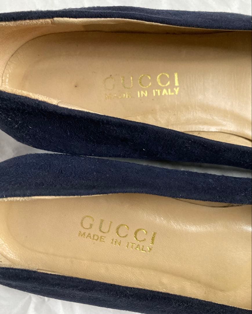 【正規品】GUCCI グッチ フラットシューズ スエード ネイビー 24.5cm