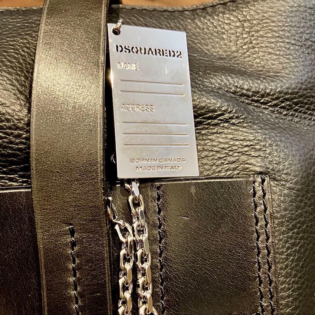 ディースクエアード DSQUARED2 黒×迷彩 レザー バッグ ユニセックス