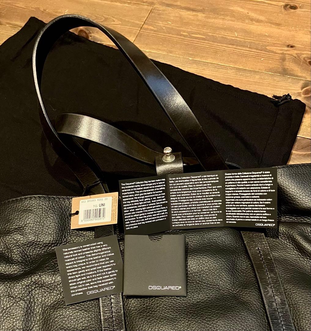 ディースクエアード DSQUARED2 黒×迷彩 レザー バッグ ユニセックス