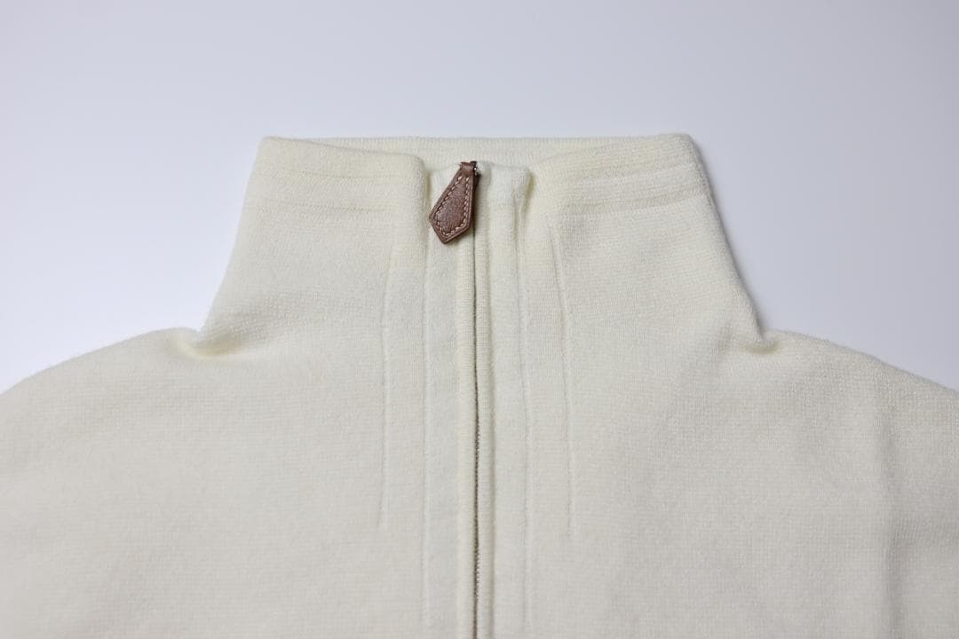 HERMES ホワイト ハーフジップ セーター エルメス S メンズ