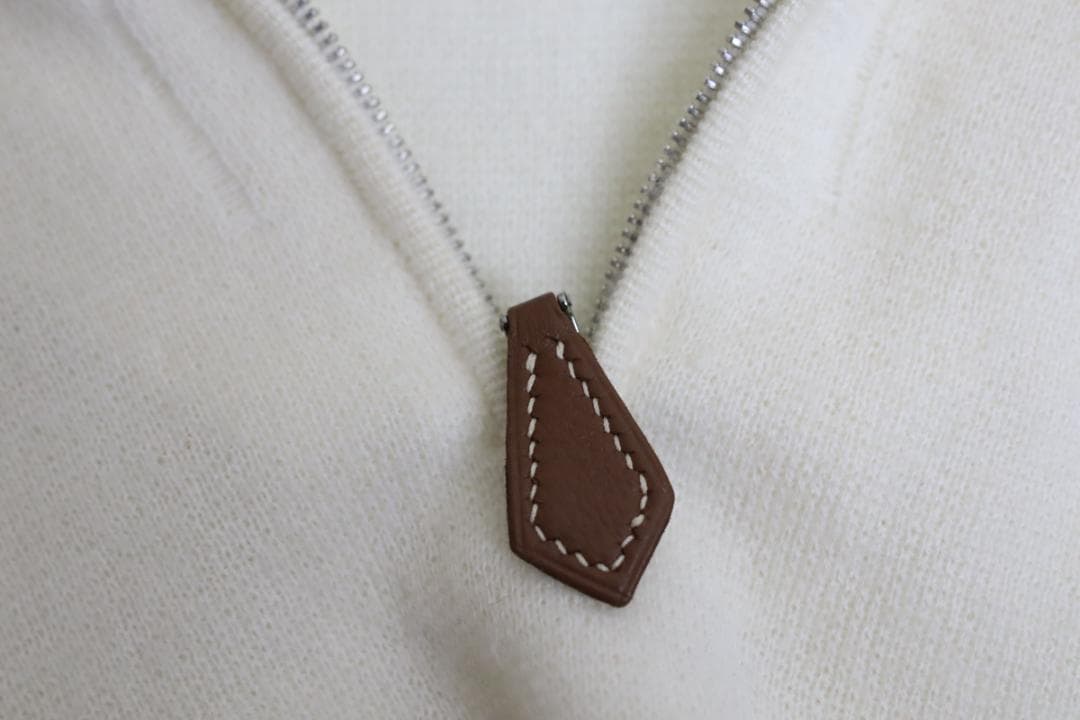 HERMES ホワイト ハーフジップ セーター エルメス S メンズ