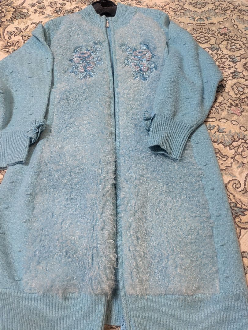 スーパービューティー♡爽やかブルー　ニットコート　42 　新品