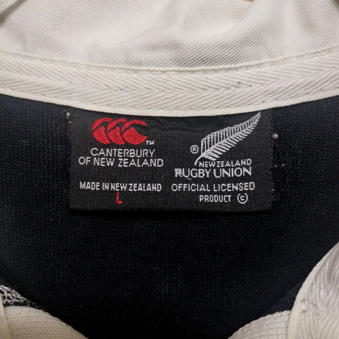 90s カンタベリー オールブラックス 刺繍ロゴ 長袖 ラガーシャツ L 黒色