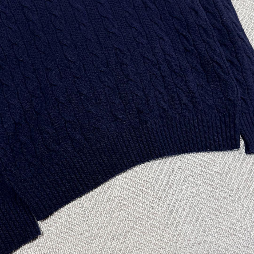 極美品 ポロラルフローレン 現行 カシミヤ混 ケーブルニット ネイビー M