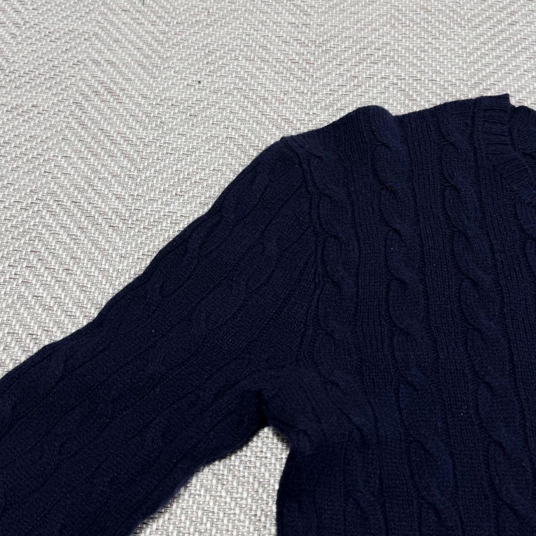 極美品 ポロラルフローレン 現行 カシミヤ混 ケーブルニット ネイビー M