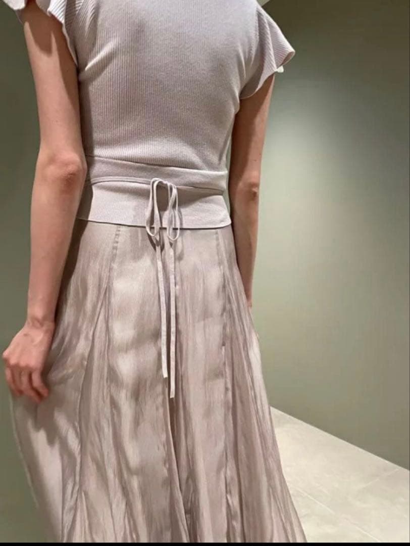 SNIDEL カシュクールニット ドッキングワンピース ドレス ピンクベージュ