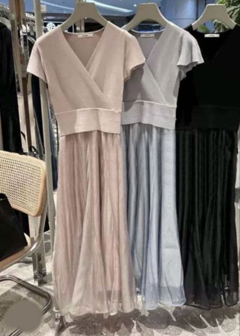 SNIDEL カシュクールニット ドッキングワンピース ドレス ピンクベージュ