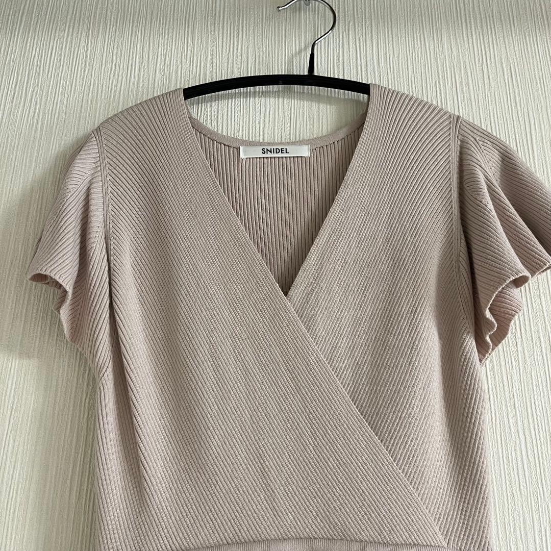 SNIDEL カシュクールニット ドッキングワンピース ドレス ピンクベージュ