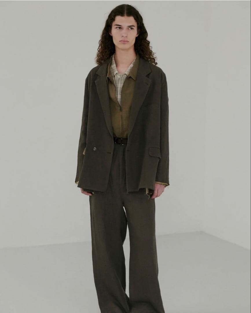 捕*虜様 ANCELLM 26ss 100/S LINEN TUCK SLACK