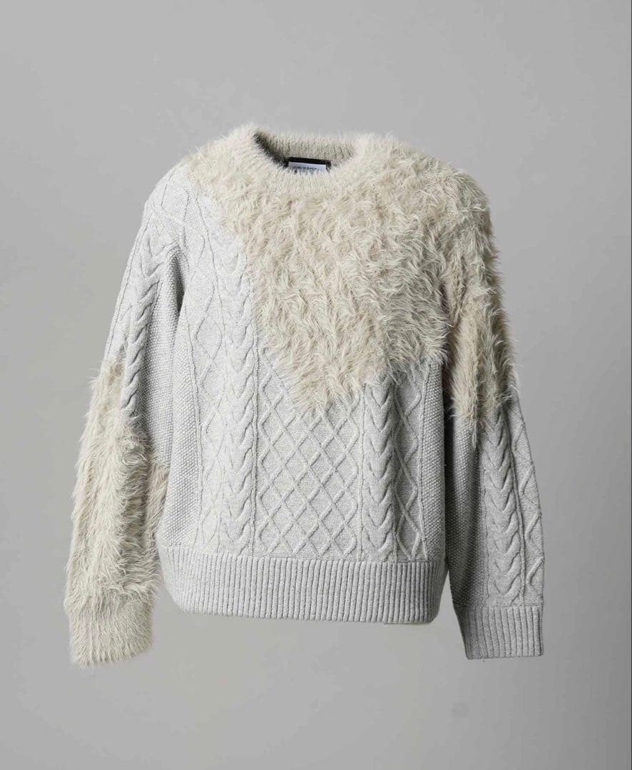 ケーブルシャギーニット グレー MAISONSPECIAL