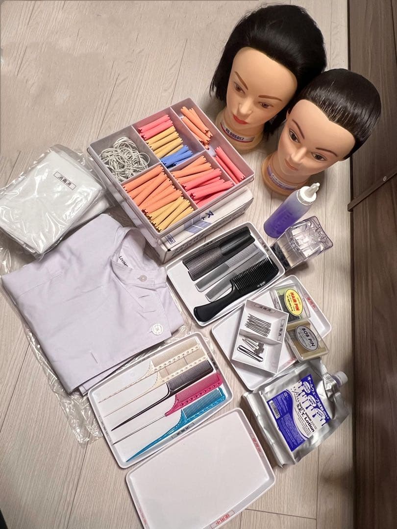 美容師国家試験　ワインディングウィッグ　オールウェーブ　セット