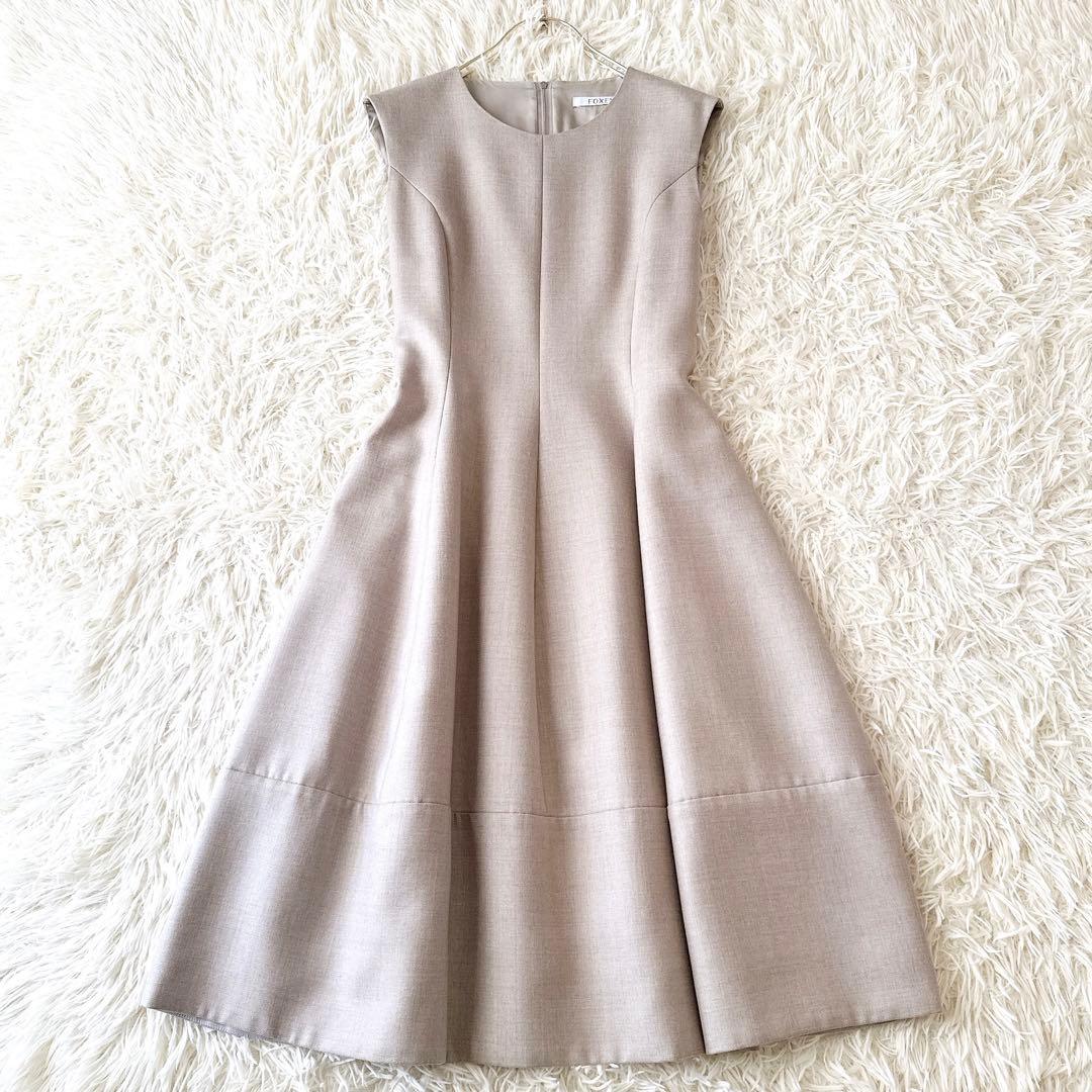 フォクシー✨レディブーケ ワンピース ノースリーブ グレージュ 定価14万 40