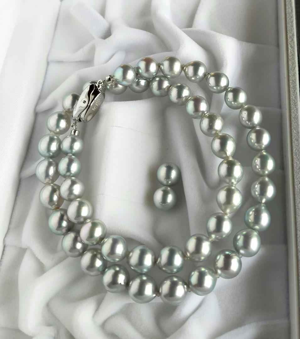 鑑別書付アコヤ真珠ブルーグレーネックレス 8.0〜8.5ミリ 高品質パール