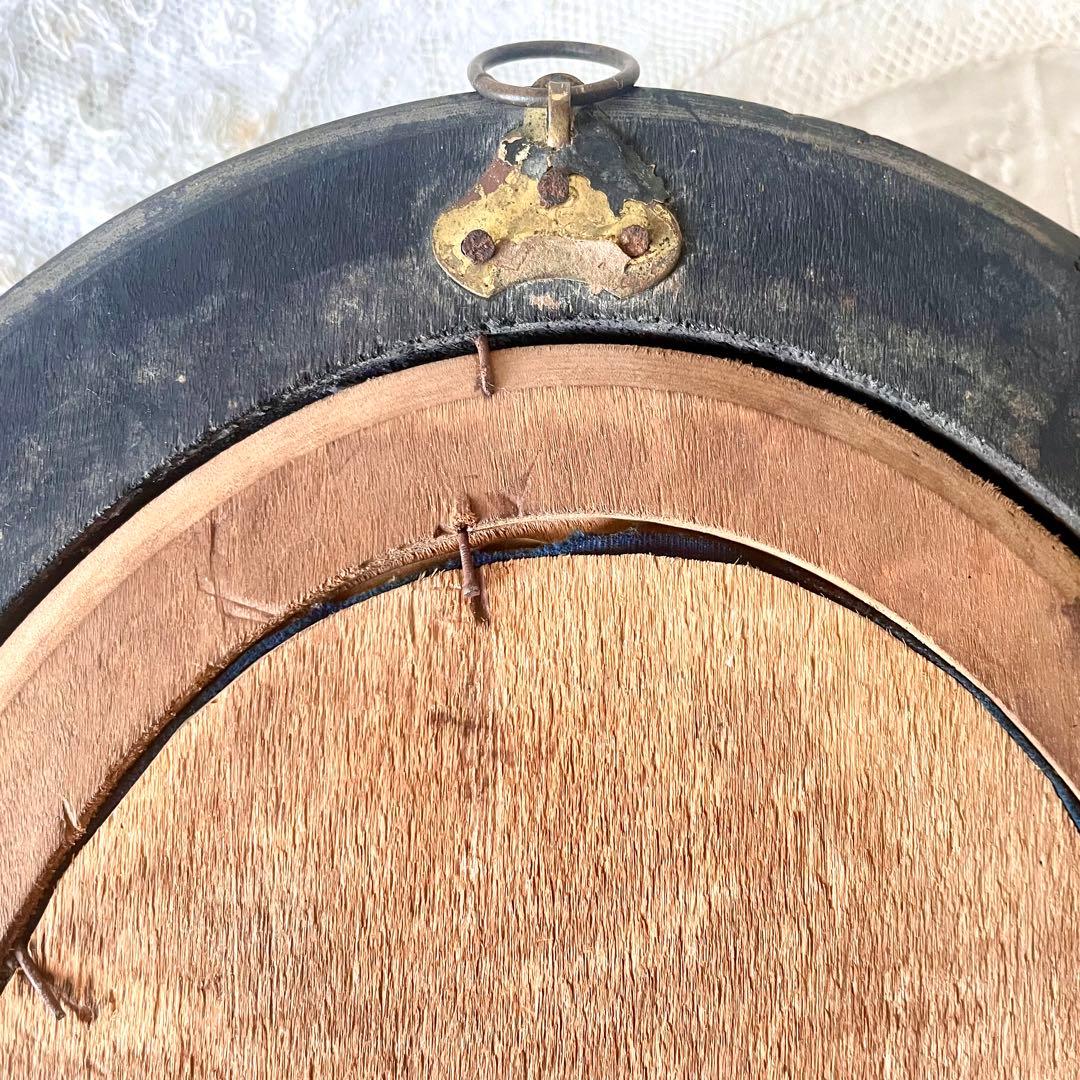 2人の天使のメダイヨン エンジェル フランスアンティーク オーバルフレーム彫刻