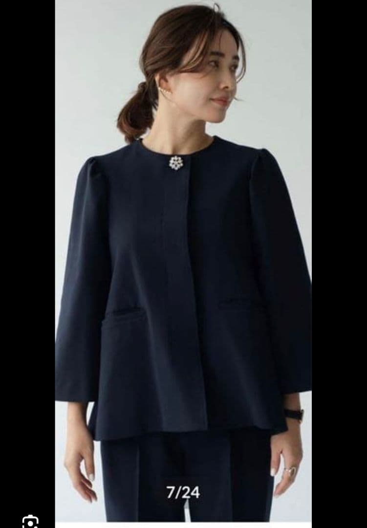 OHGA オーガ　セレモニー　ビジュー　ノーカラージャケット　フレア　パフ