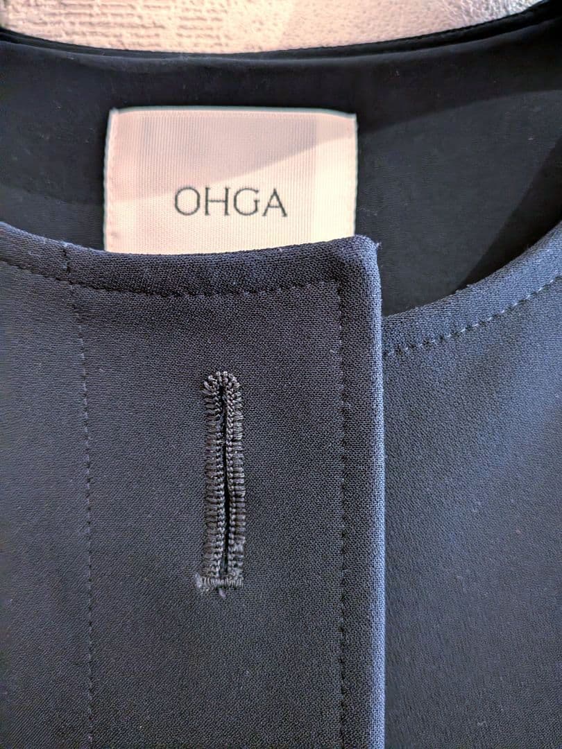 OHGA オーガ　セレモニー　ビジュー　ノーカラージャケット　フレア　パフ