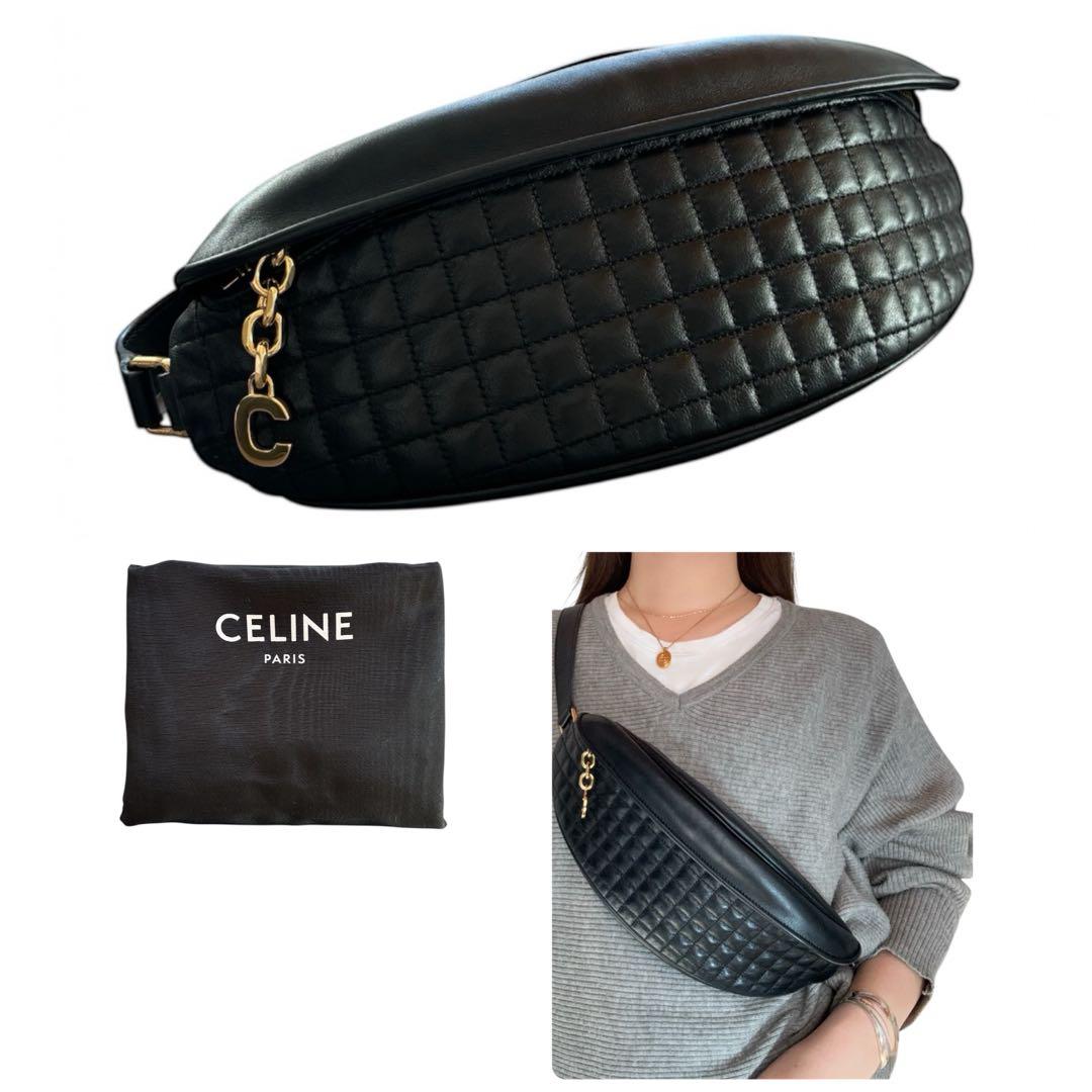 極美品✨CELINE セリーヌ　ブラック オールレザー ショルダーボディバッグ