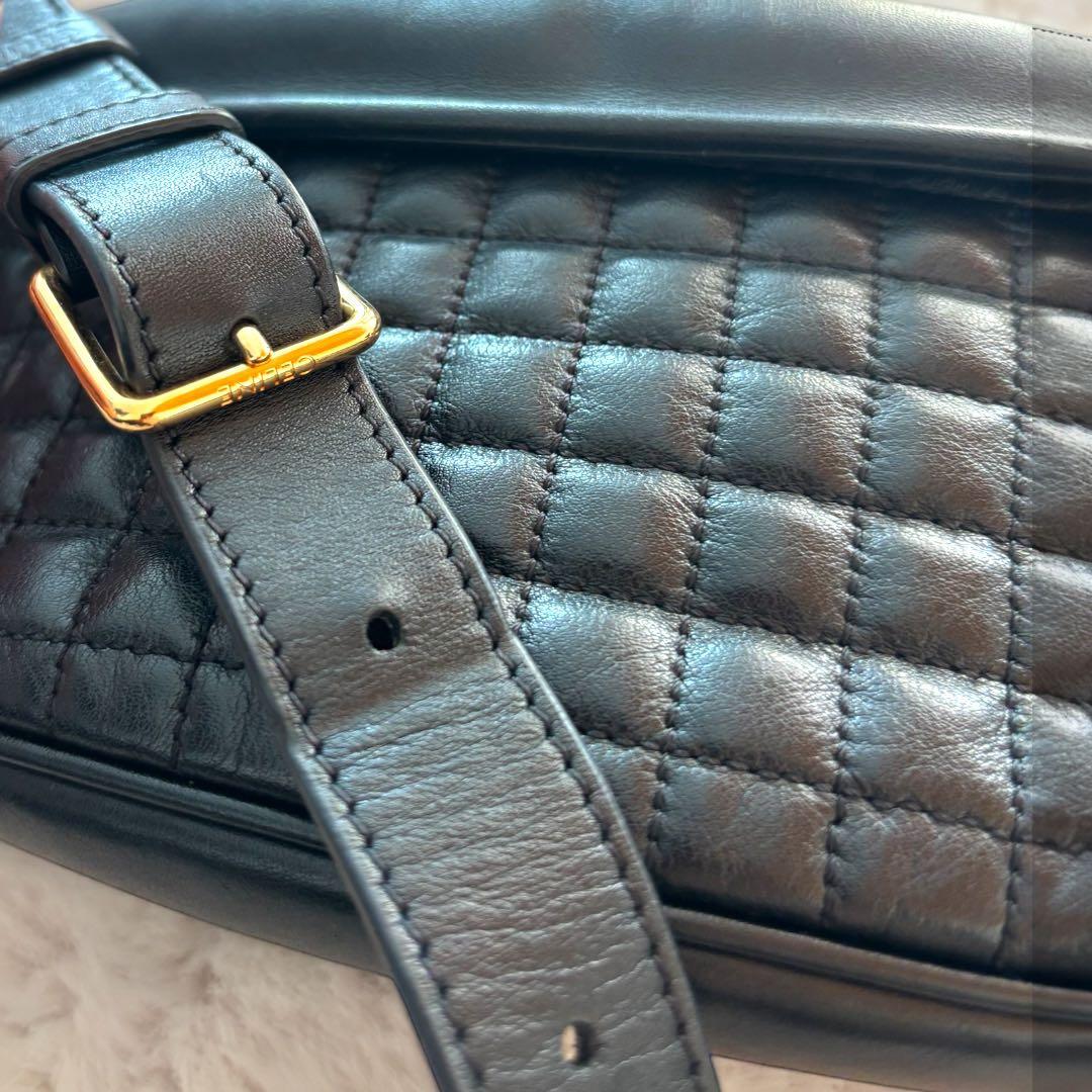 極美品✨CELINE セリーヌ　ブラック オールレザー ショルダーボディバッグ