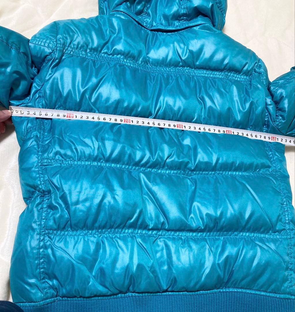 00's オールドユニクロ　プレミアムダウンジャケット　短丈　光沢　水色　y2k
