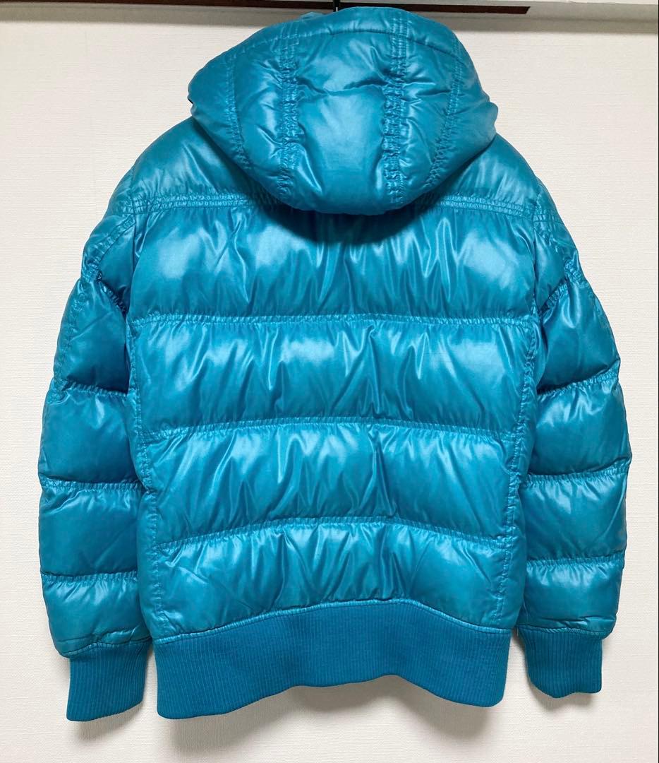 00's オールドユニクロ　プレミアムダウンジャケット　短丈　光沢　水色　y2k