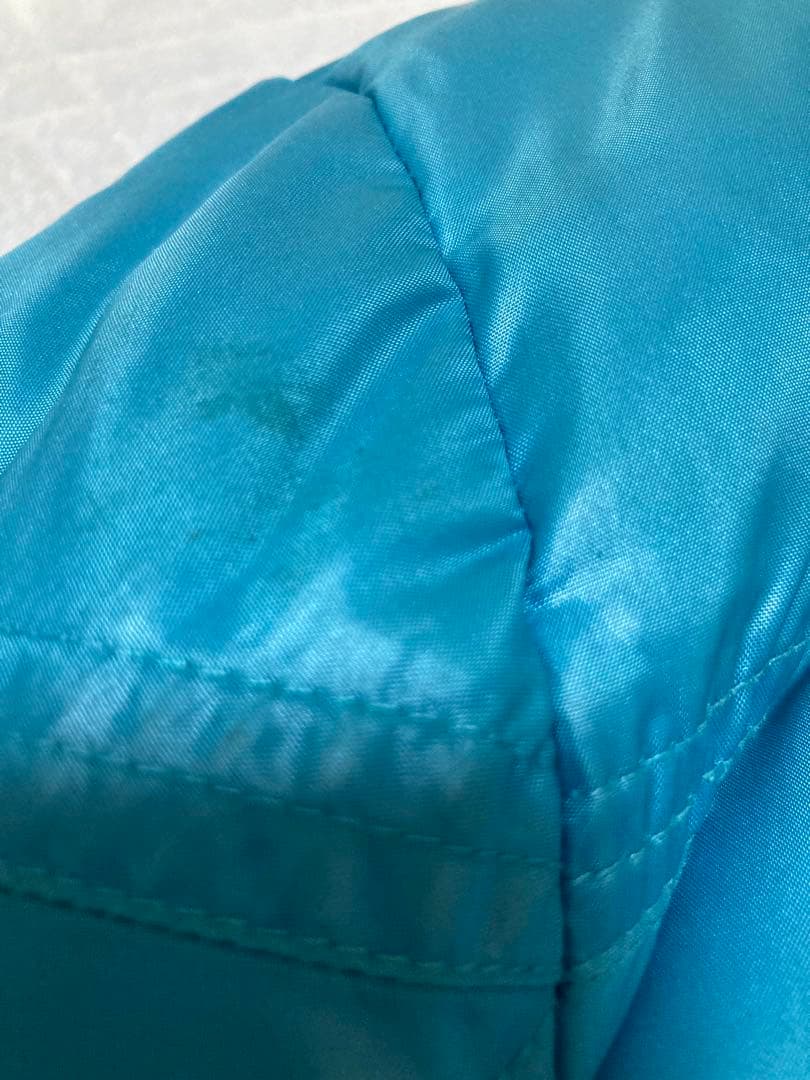 00's オールドユニクロ　プレミアムダウンジャケット　短丈　光沢　水色　y2k