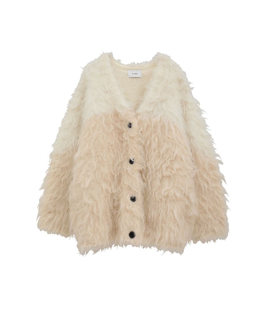 CLANE 【BI COLOR SHAGGY KNIT CARDIGAN】