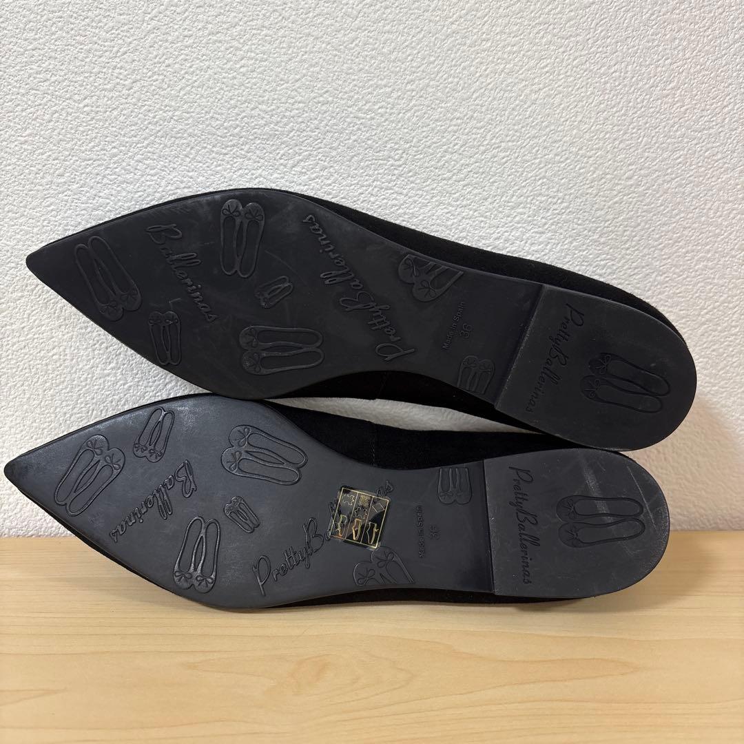 ⭐️未使用⭐️プリティバレリーナ　鳥刺繍　ブラック　スエード　フラットシューズ　希少