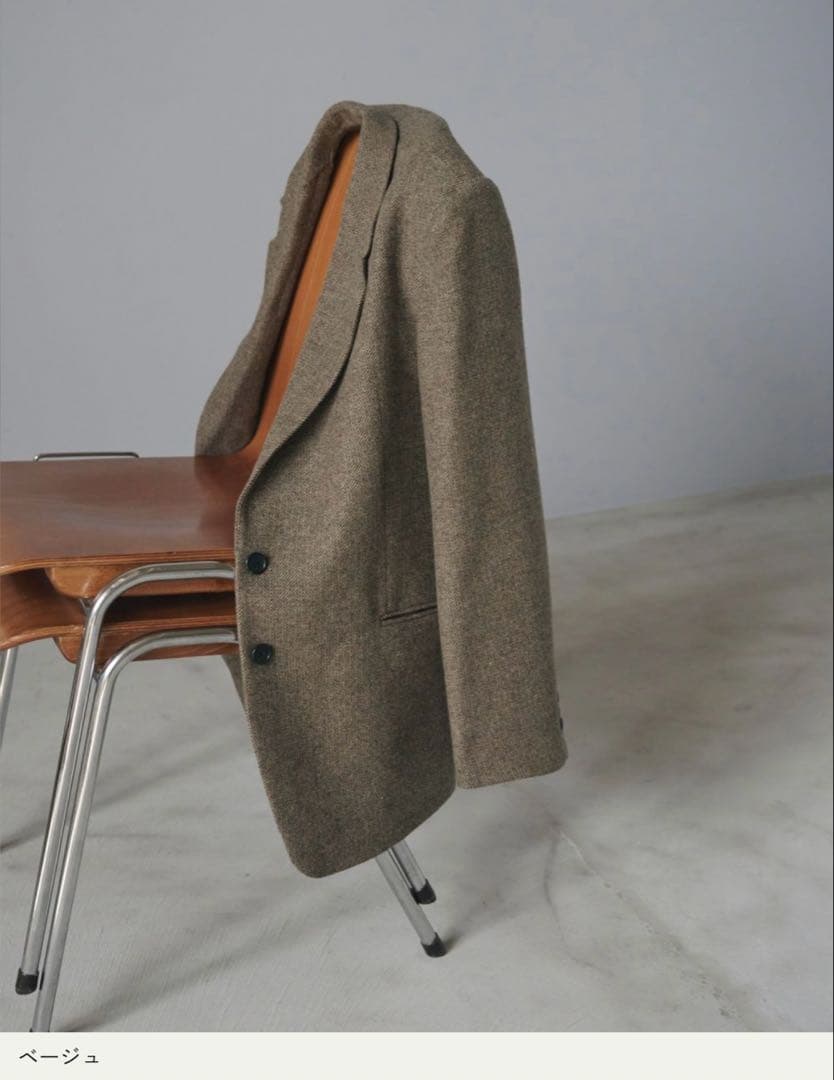 アンヌークHerringbone Wool Jacket 36ベージュ
