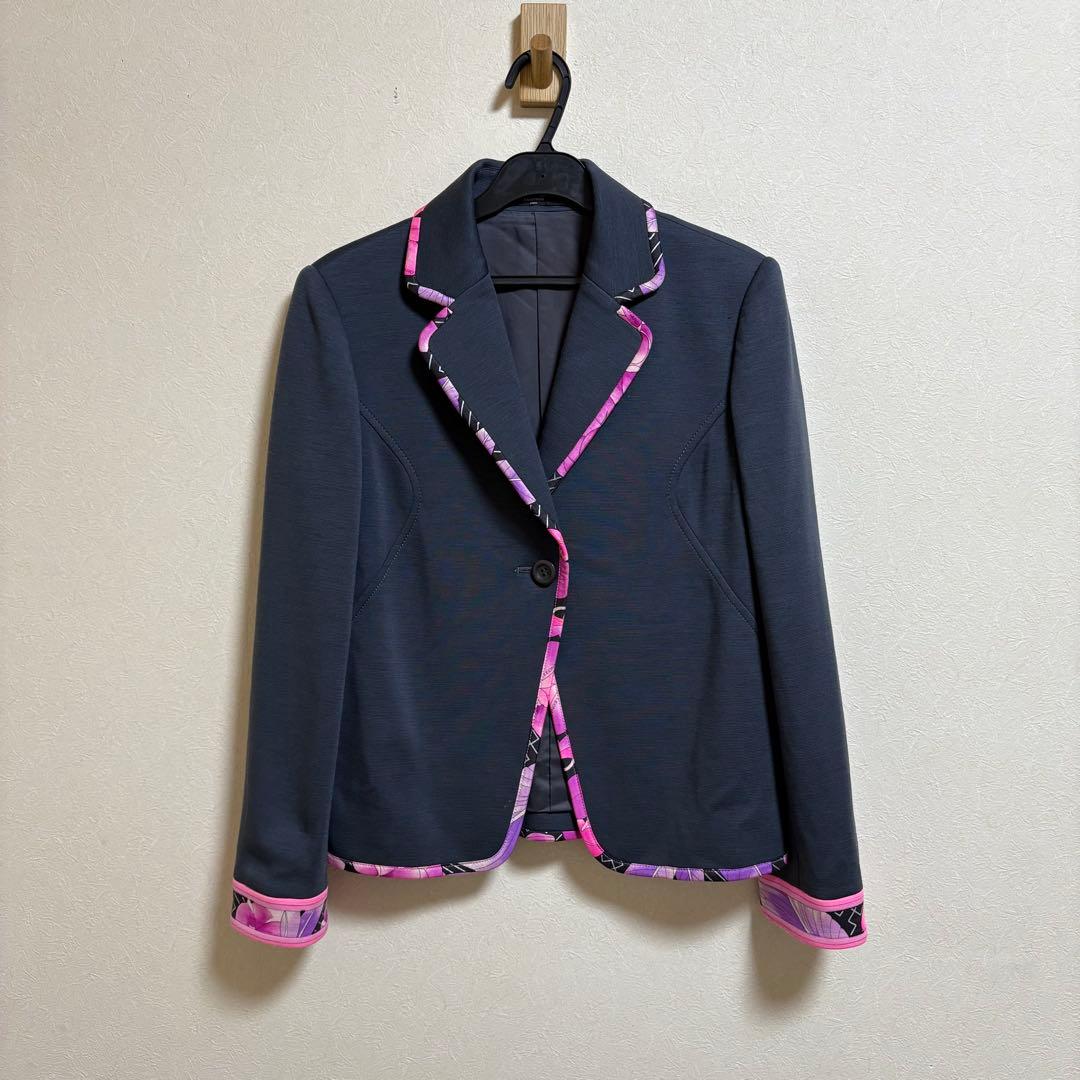 レオナール ウール混 テーラードジャケット グレー 9AR