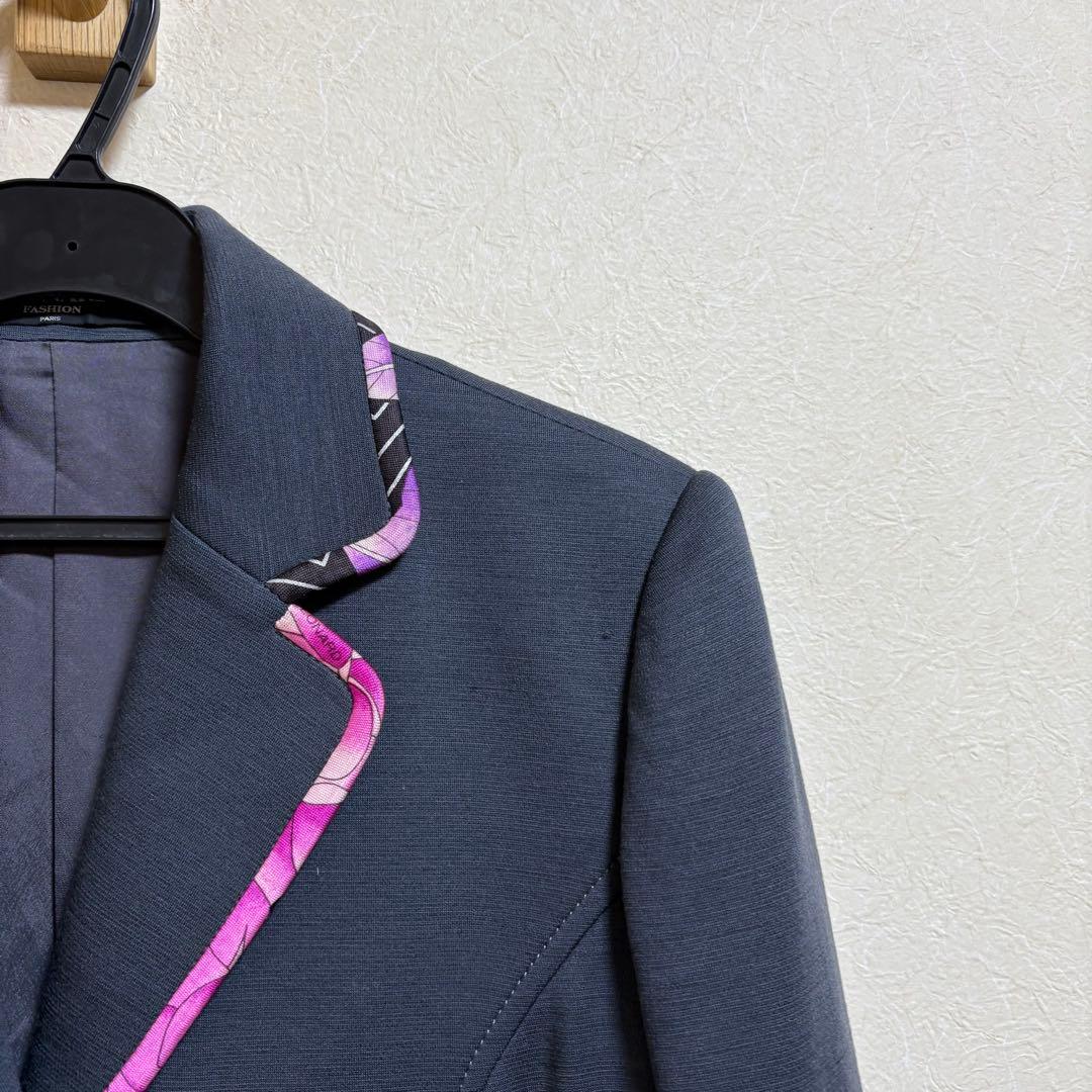 レオナール ウール混 テーラードジャケット グレー 9AR