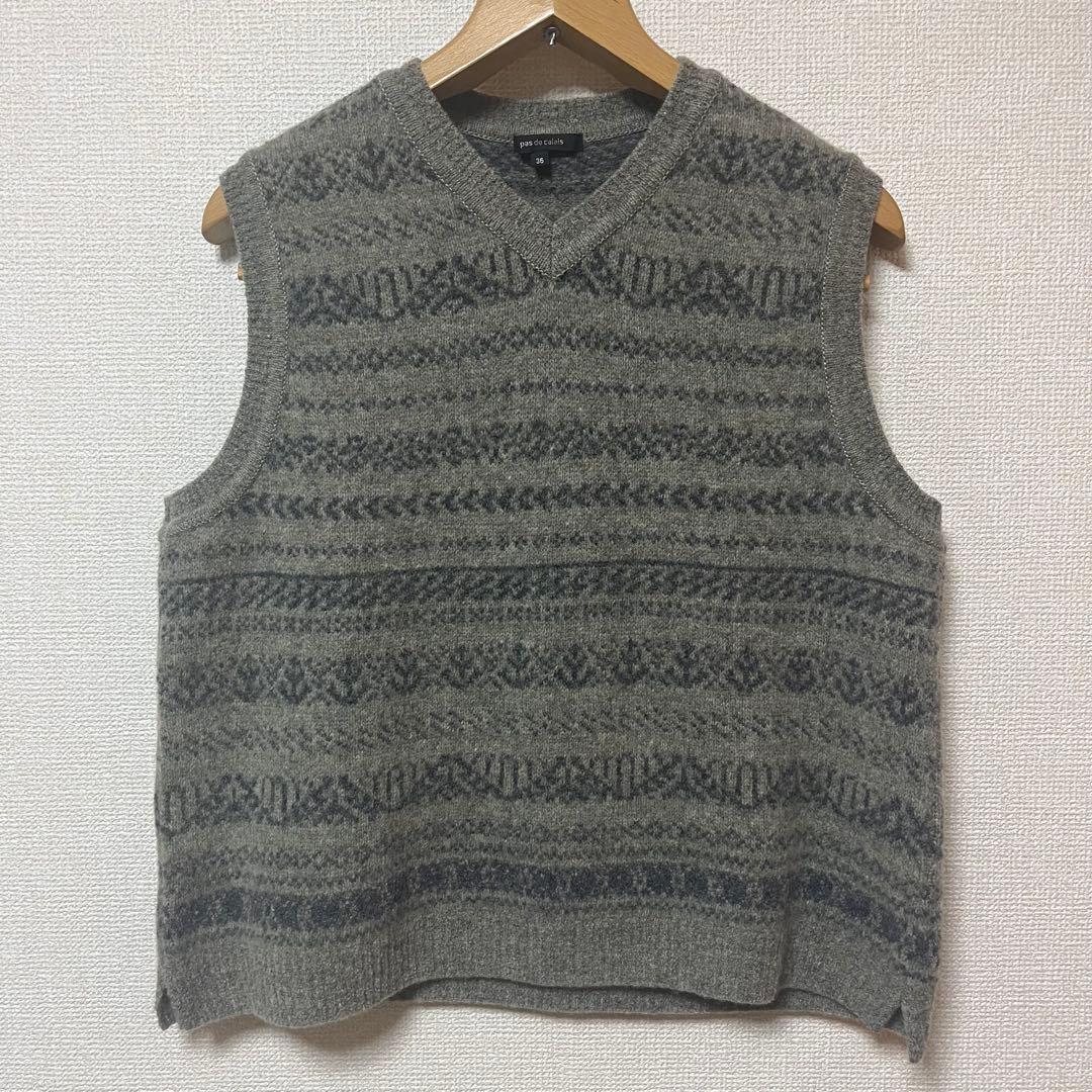 2025AW☆パドカレ pas de calais Vネックベスト ジレ ニット