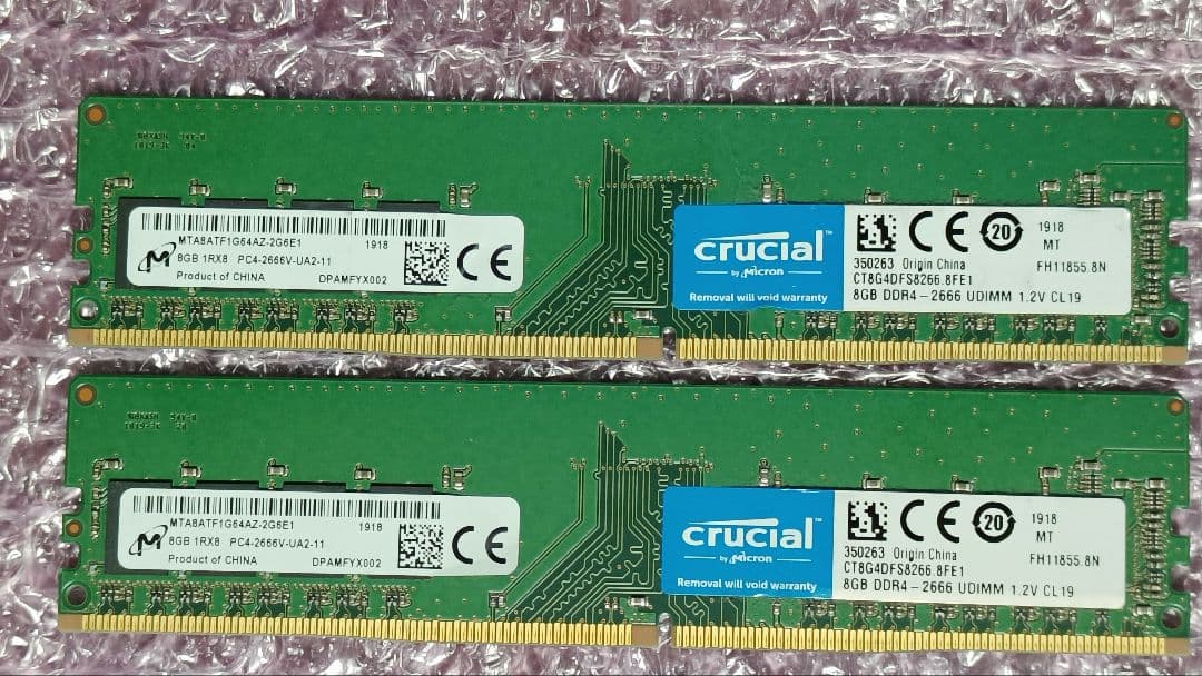 DDR4 8GBx2枚 16GB pc4-2666 動作確認済み ⑩