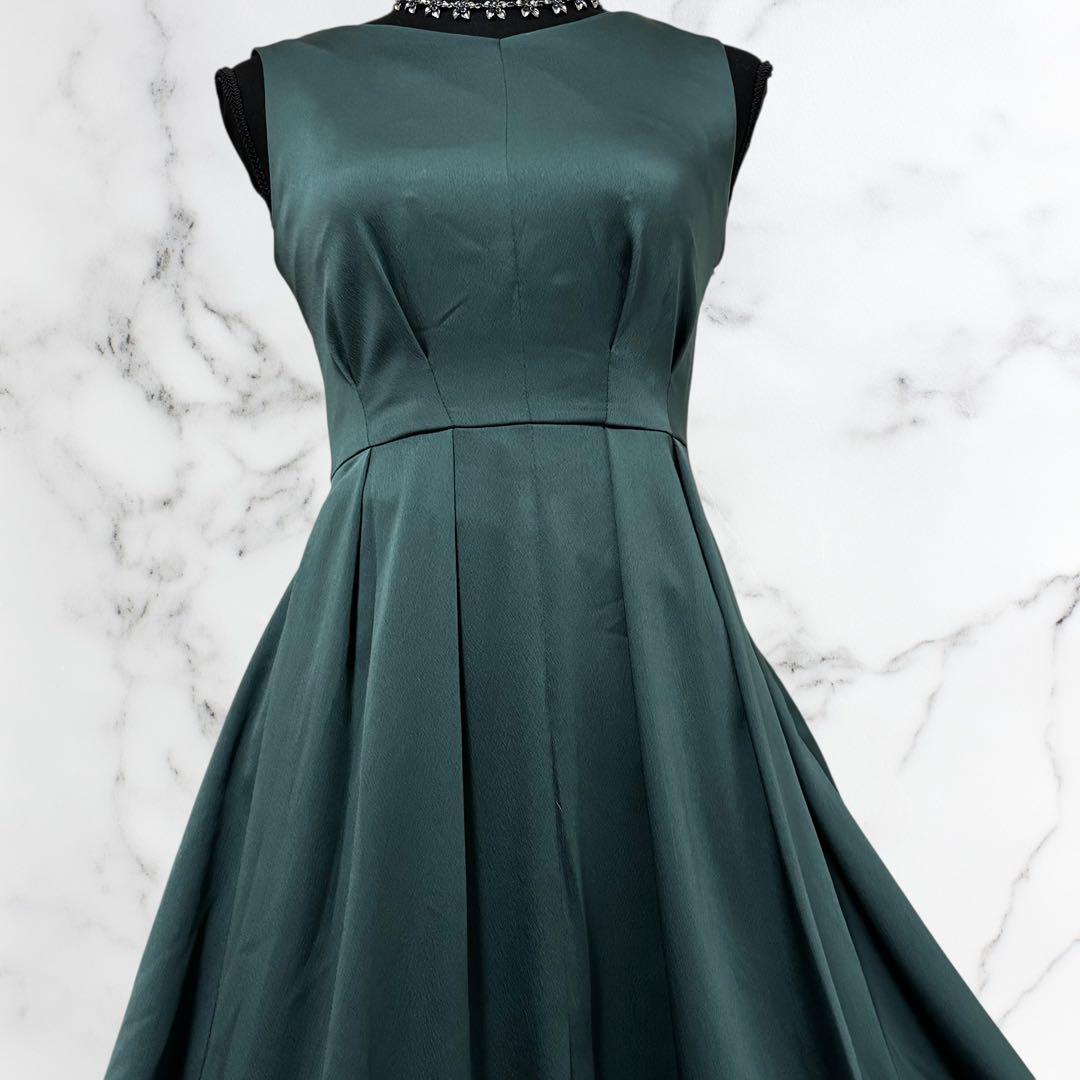 AIMER【エメ】ドレス ロング　サイズ9[M] 深緑　バッグ編み上げ　リボン