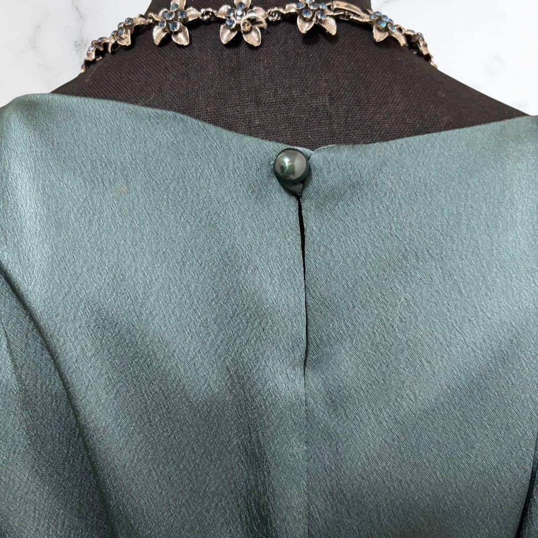 AIMER【エメ】ドレス ロング　サイズ9[M] 深緑　バッグ編み上げ　リボン