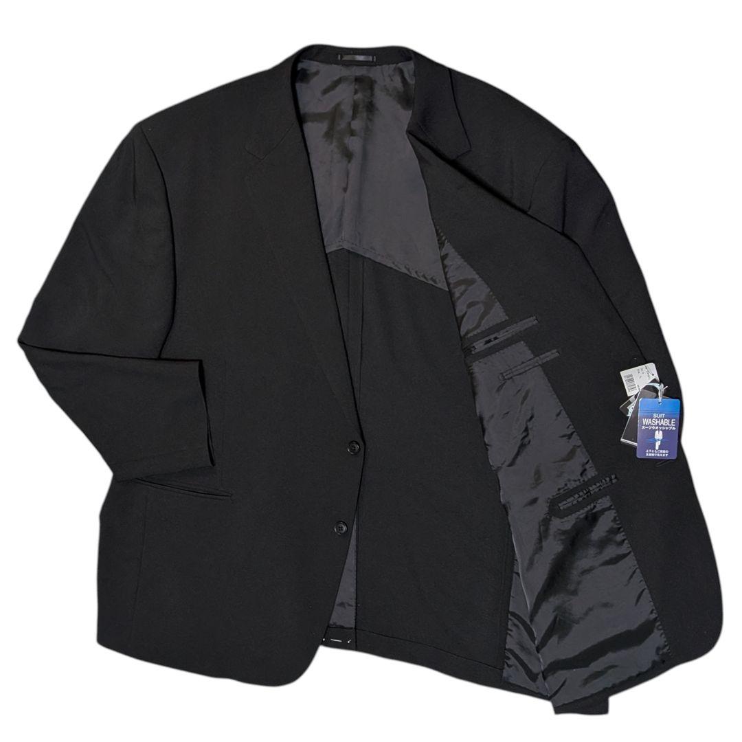 ７L 新品 大きい メンズ スーツ セットアップ 黒 共布付 洗える ストレッチ