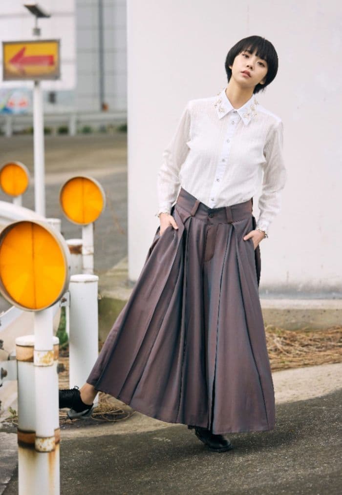 hazama 2ndライン はざま 揺らめくパンツ ブラウン M