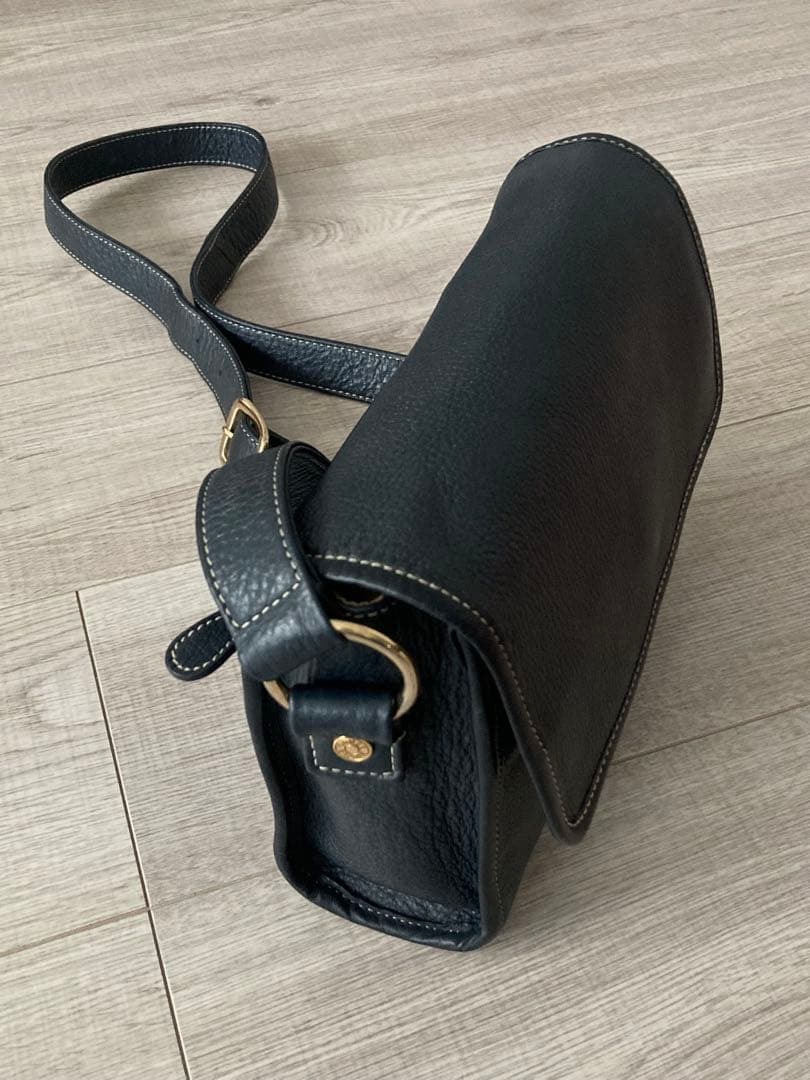 SOMES ソメス ミニショルダーバッグ ネイビー シボ革